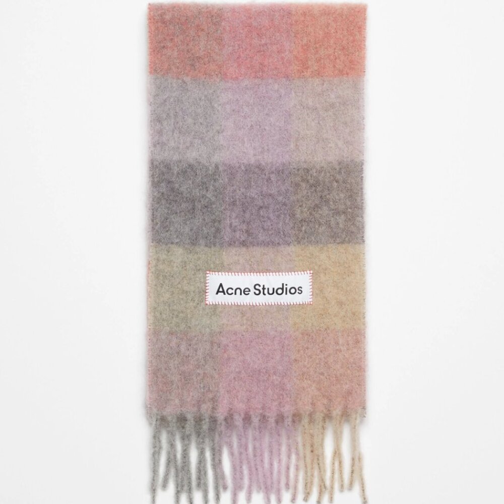 Acne Pink and Gray Wool Scarf